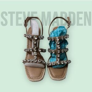Steve Madden Rhinestone Espadrille Wedges Sz 9